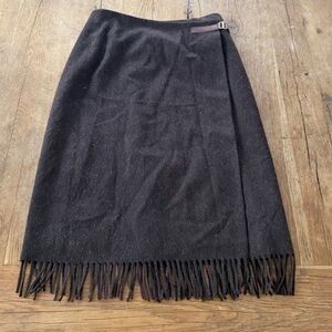 Jenne Maag Wool Blend Fringed Wrap Skirt